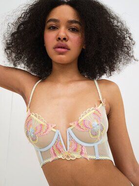 FOR LOVE & LEMONS Pastel Papillon Longline Bra | 36D | NWT